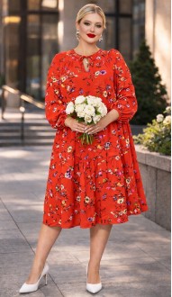 Джанел платье алое с цветочным принтом
