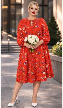 Джанел платье алое с цветочным принтом в наличии
