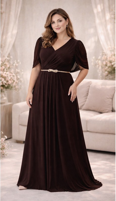 Трина 02 платье в пол шоколадное в наличии