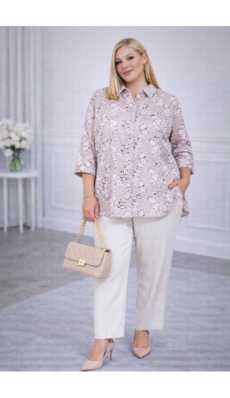 Линора рубашка сиреневая с цветочным принтом в наличии