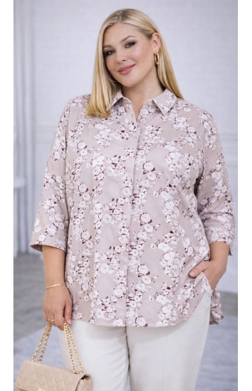 Линора рубашка сиреневая с цветочным принтом