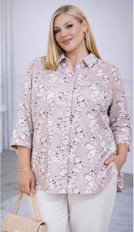 Линора рубашка сиреневая с цветочным принтом в наличии