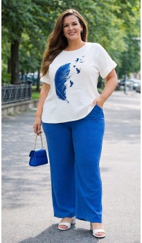 Налия брючный костюм голубой