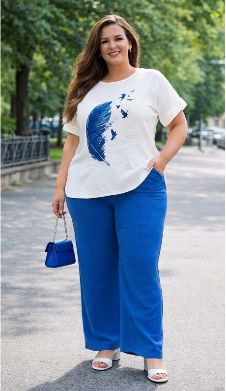 Налия брючный костюм голубой