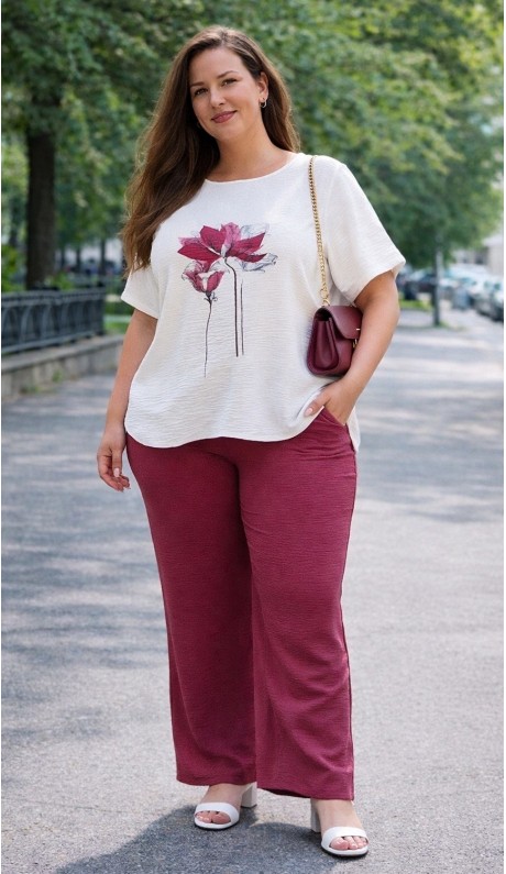 Налия брючный костюм винный