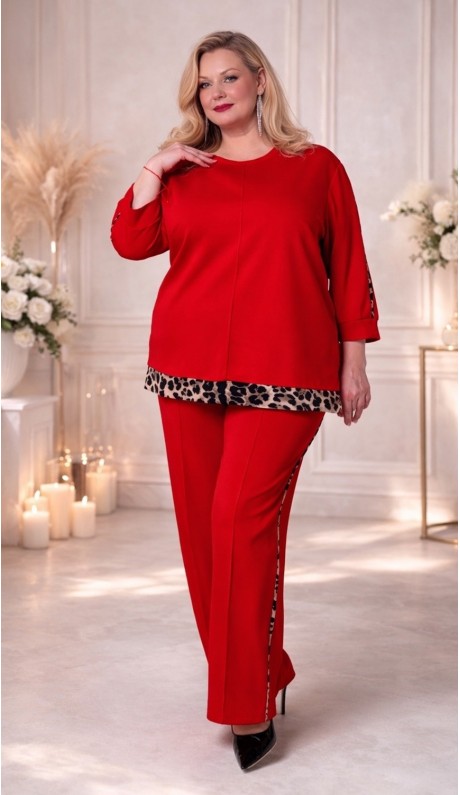 Виталина брючный костюм красный
