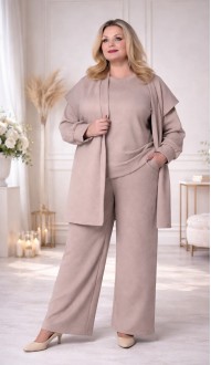 Моника брючный костюм тройка бежевый