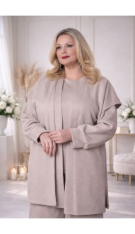 Моника брючный костюм тройка бежевый