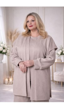 Моника брючный костюм тройка бежевый