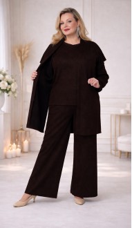 Моника брючный костюм тройка шоколадный