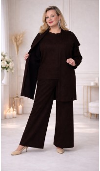 Моника брючный костюм тройка шоколадный