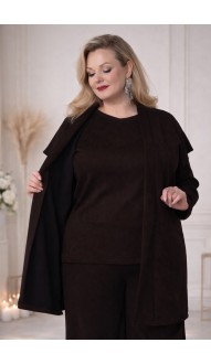 Моника брючный костюм тройка шоколадный