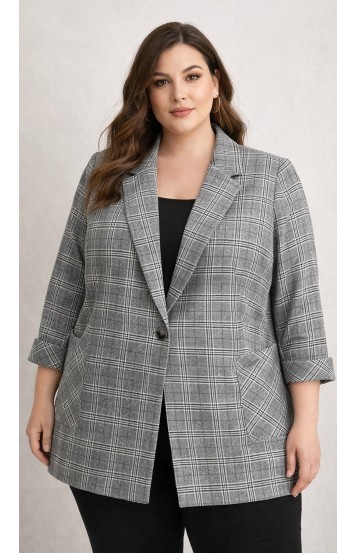 Ивнес жакет серый в клетку