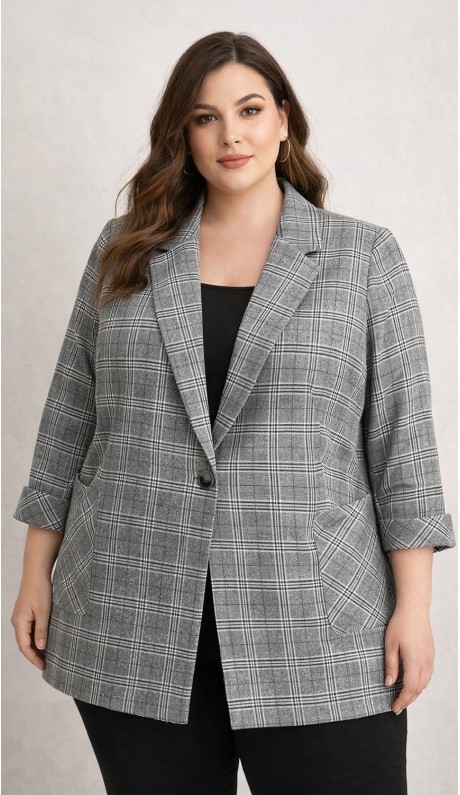 Ивнес жакет серый в клетку