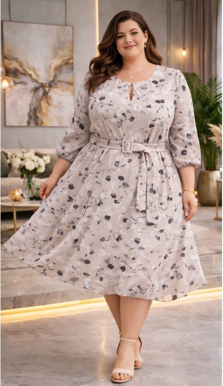 Лимма платье бежевое с цветочным принтом