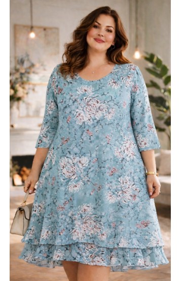 Севилья платье ментоловое с цветочным принтом