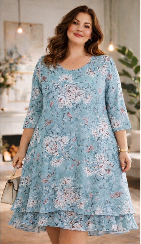 Севилья платье ментоловое с цветочным принтом