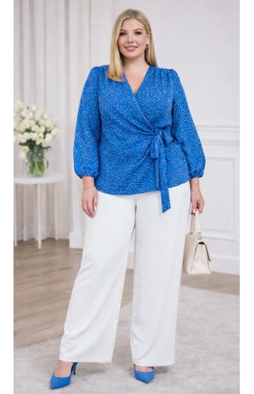 Мэри блуза голубая в горошек в наличии