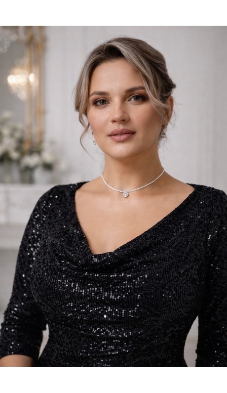 Тэли платье в пол черное