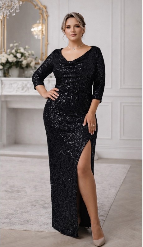 Тэли платье в пол черное