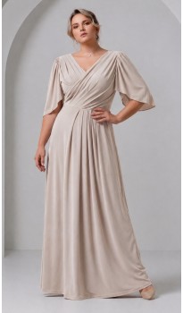 Трина 03 платье в пол светло-бежевое