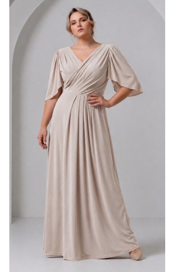 Трина 03 платье в пол светло-бежевое