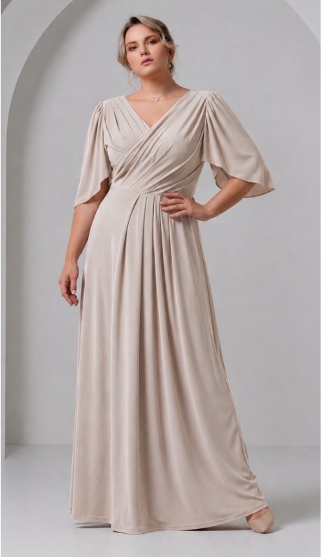 Трина 03 платье в пол светло-бежевое