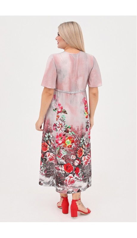 Женевьева платье серое с цветочным принтом