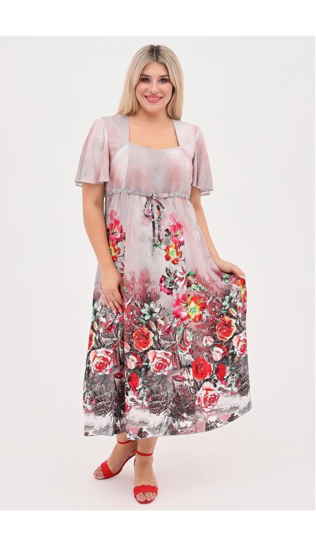 Женевьева платье серое с цветочным принтом